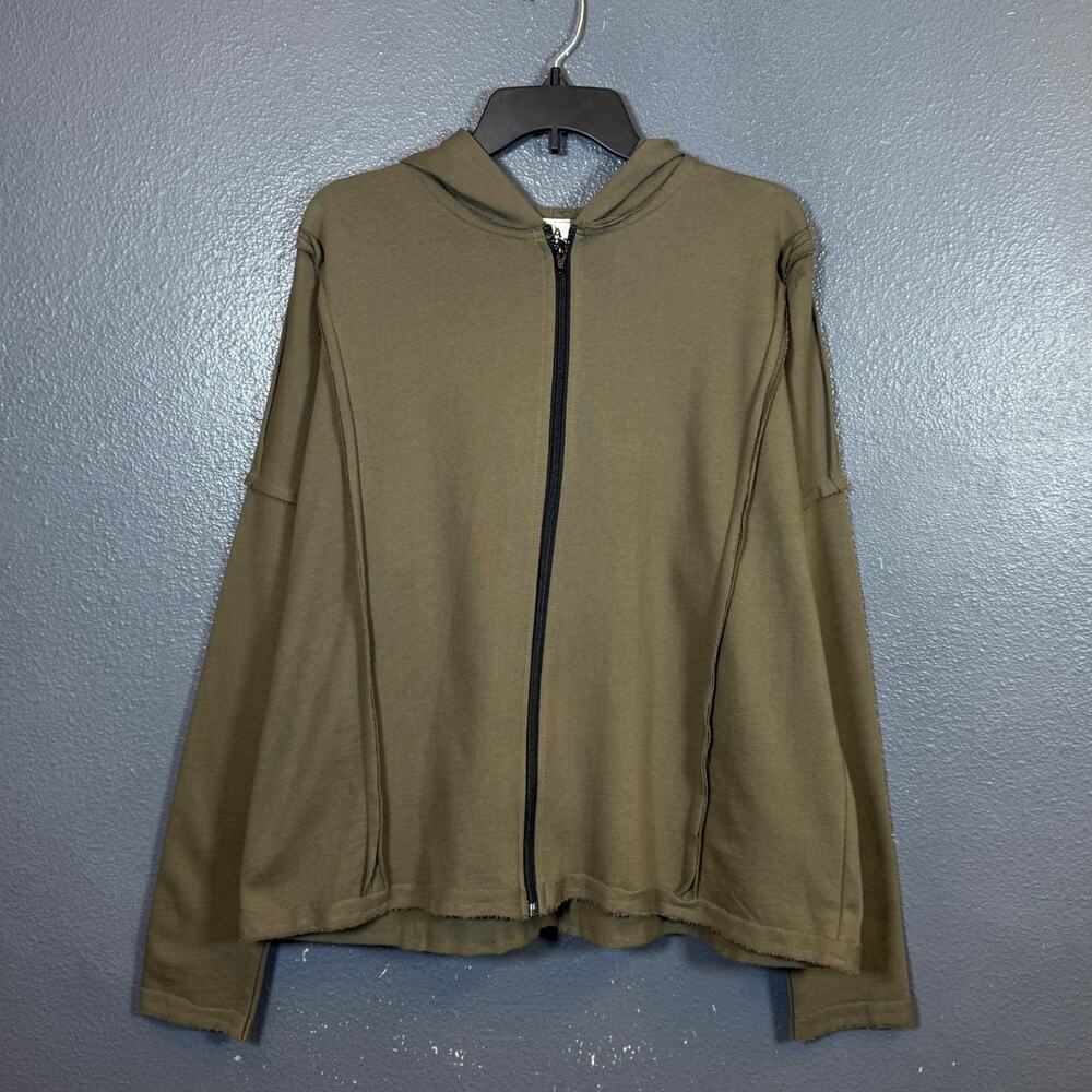 Planet by Lauren G. One Sz (M-XL) women’s green oversized Seamed zip hoodie NWT